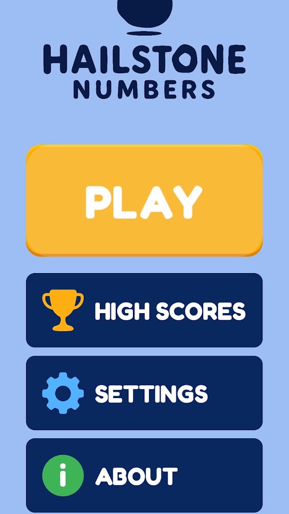 Hailstone Numbers start menu